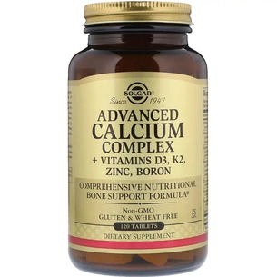 Вітамінно-мінеральний комплекс Solgar Кальцій + D3, K2, Цинк, Бор, Calcium Complex + Vitamins D3, K2, Zinc, Boron, 120 та (SOL-00028) зображення 1
