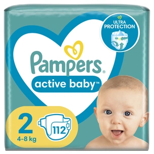 Підгузки Pampers Active Baby Розмір 2 (4-8 кг), 112 шт (8006540045909) зображення 1