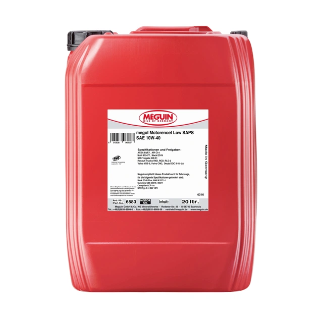 Моторна олива Meguin LOW SAPS 10W-40 SAE 10W-40 20л (6583) - зображення 1