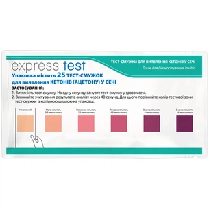 Тест на кетони Express Test смужка 25 шт. (7640162323581) изображение 1