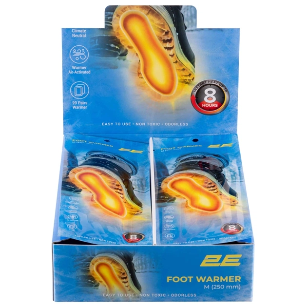 Хімічна грілка 2E для ніг розмір M (250 мм), до 8 годин - 20 пар (2E-NAFW8M-DB) - picture 3