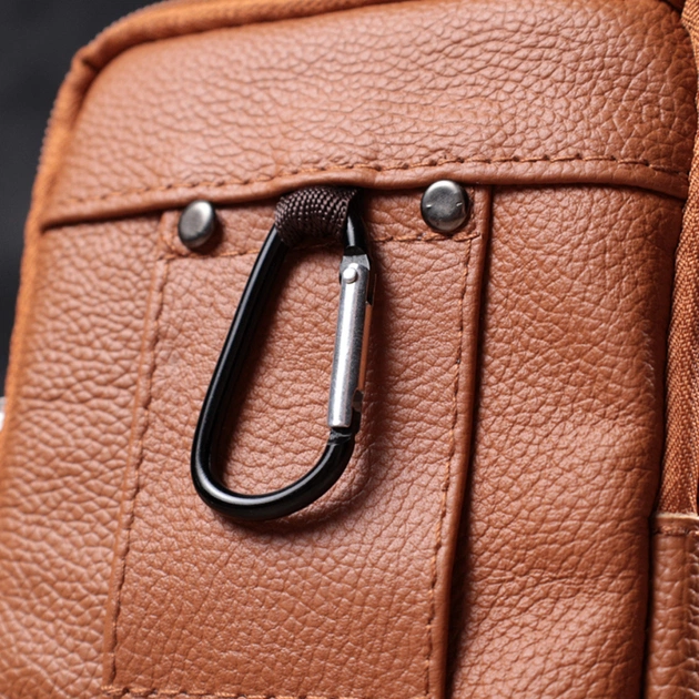 Сумка Vintage На пояс на два відділення з натуральної шкіри Руда (22737) - зображення 12