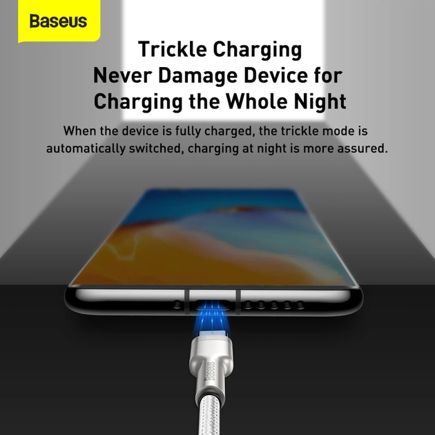 Дата кабель USB 3.1 AM to USB-C 2.0m 6.0A 66W Cafule Series Metal White Baseus (CAKF000202) - picture 8