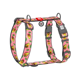 Шлея для собак WAUDOG Nylon анатомічна H-подібна з QR-паспортом "Авокадо на рожевому" пластиковий фастекс, XL (347-4051) зображення 1