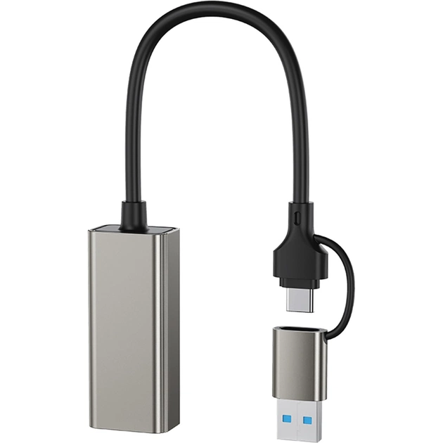 Адаптер USB-C + USB A to RJ45 Ethernet 100Mbps XO (HUB018.black) - picture 2