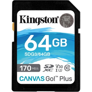 Карта пам'яті Kingston 64GB SDXC class 10 UHS-I U3 Canvas Go Plus (SDG3/64GB) зображення 1