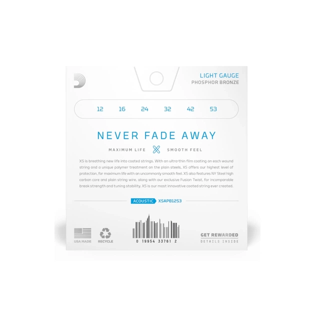 Струни для гітари D'Addario XS Phosphor Bronze Light (12-53) (XSAPB1253) - picture 3
