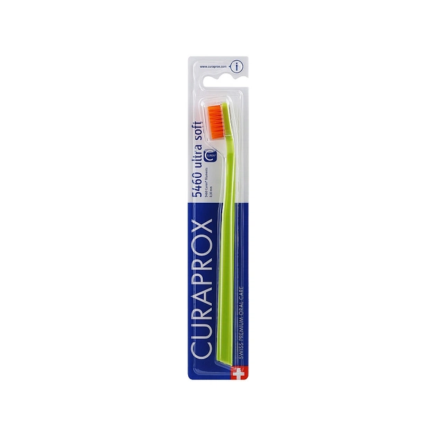 Зубна щітка Curaprox CS 5460 Ultra Soft Ультрам'яка D 0.10 мм Салатова з помаранчевою щетиною (CS 5460-33) - изображение 1