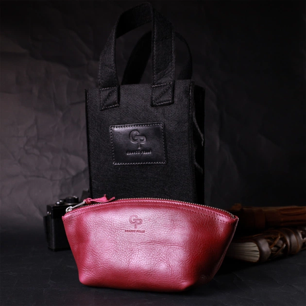 Косметичка Grande Pelle Шкіряна Бордова (16792) - зображення 9