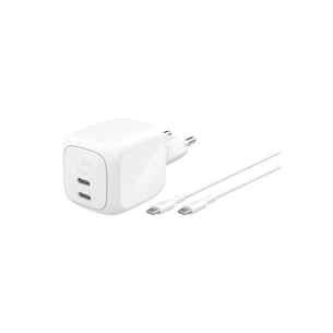 Зарядний пристрій Belkin 2xUSB-C PD67W GaN PPS + cable USB-C to USB-C 2.0m white (WCH020KQ2MWH-B6) зображення 1