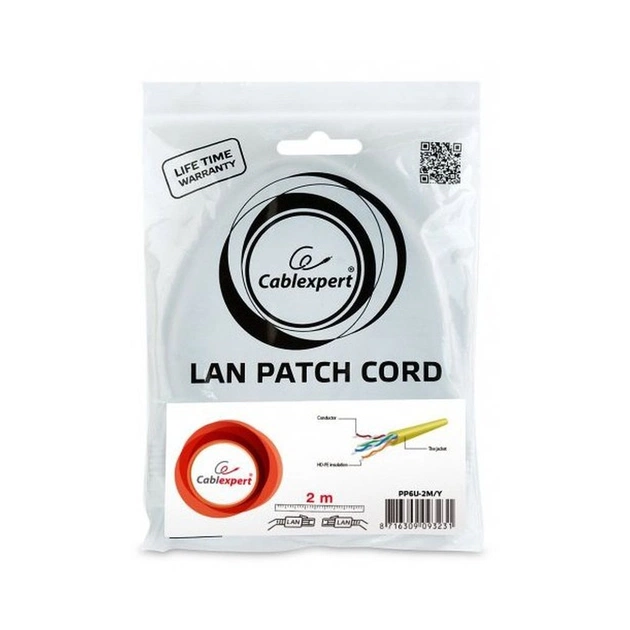 Патч-корд 2м UTP cat 6 CCA yellow Cablexpert (PP6U-2M/Y) - зображення 4