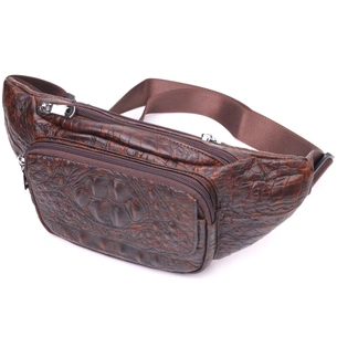 Сумка Vintage З натуральної шкіри з фактурою під крокодила Коричнева (21298) зображення 1