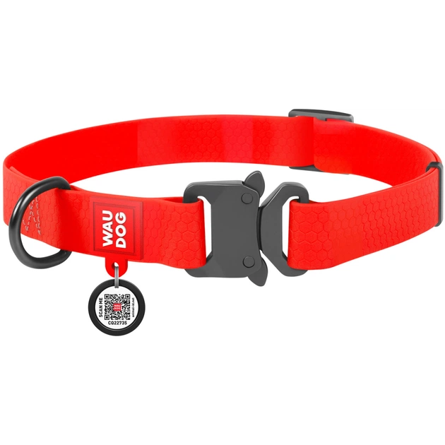 Ошейник для животных WAUDOG Waterproof с QR паспортом XL Ш 25 мм Д 35-58 см(красный) (27843) - изображение 1