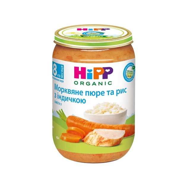 Дитяче пюре HiPP Індичка з ніжним рисом та морквою 220 г (1223761) - зображення 1
