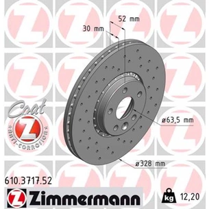 Гальмівний диск ZIMMERMANN 610.3717.52 зображення 1