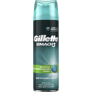 Гель для гоління Gillette Mach 3 Sensitive Для чутливої шкіри 200 мл (7702018837816) зображення 1