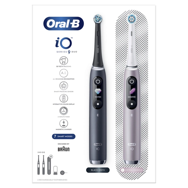 Електрична зубна щітка Oral-B Series 9 DUO iOM9d.2J2.2AD Рожева+Чорна (2) (4210201411574) - зображення 2