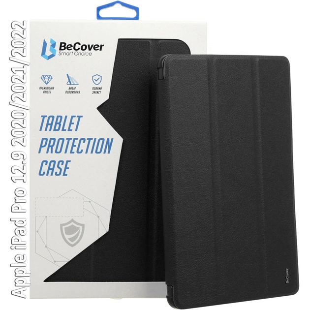 Чехол для планшета BeCover Tri Fold Hard Apple iPad Pro 12.9 2020/2021/2022 Black (709668) (709668) - изображение 1