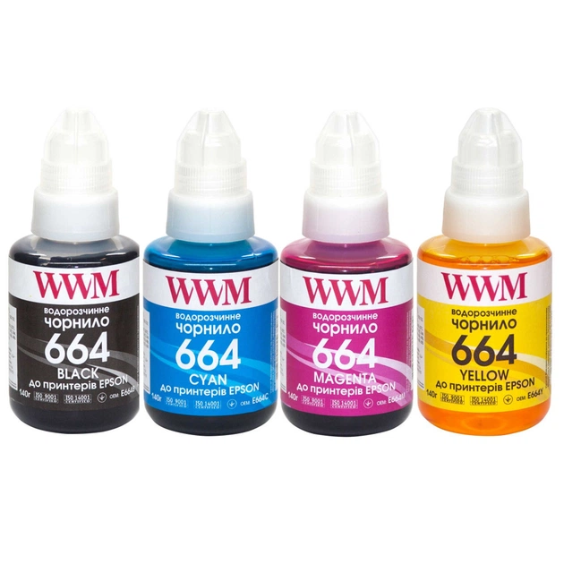 Чорнило WWM Epson L110/L210/L300, 4х140г B/C/M/Y (E664SET4) - зображення 1