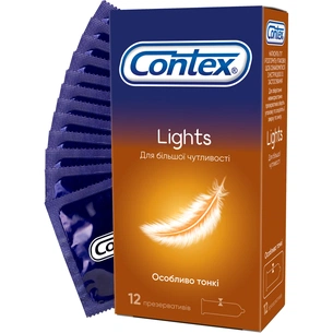 Презервативи Contex Lights особливо тонкі латексні з силіконовою змазкою 12 шт. (5060040302088) зображення 1