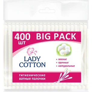 Ватні палички Lady Cotton в поліетиленовому пакеті 400 шт. (4823071643923) зображення 1