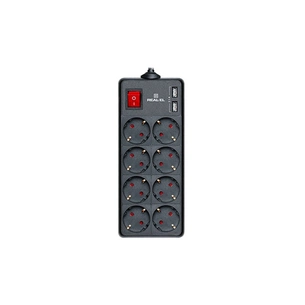 Мережевий фільтр живлення REAL-EL REAL-EL RS-8 PROTECT USB, 3m, black (EL122300020) зображення 1