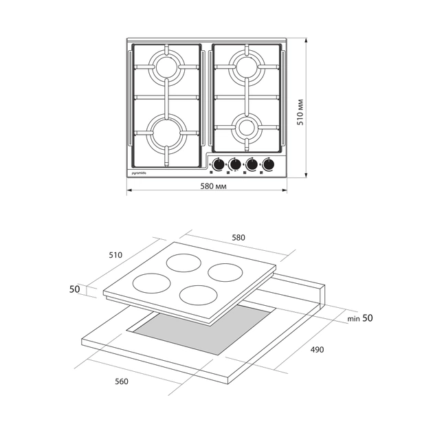 Варочна поверхня Pyramida PFE 604 BL H - picture 12