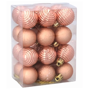 Ялинкова іграшка Chomik пластикові кульки компл. 24 шт, 3см, рожево-пудрові (5900779877153_3) picture 1