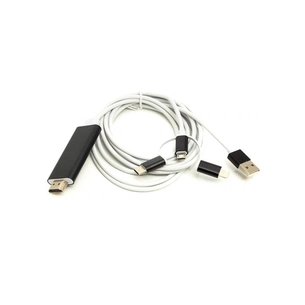 Кабель мультимедійний HDMI (M) to Lightning, Type-C, mirco USB 1.0m PowerPlant (CA911912) зображення 1