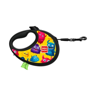 Повідець для собак WAUDOG R-leash з контейнером для пакетів "Мохнаті монстри", світловідбивна стрічка, S (255-4050) зображення 1
