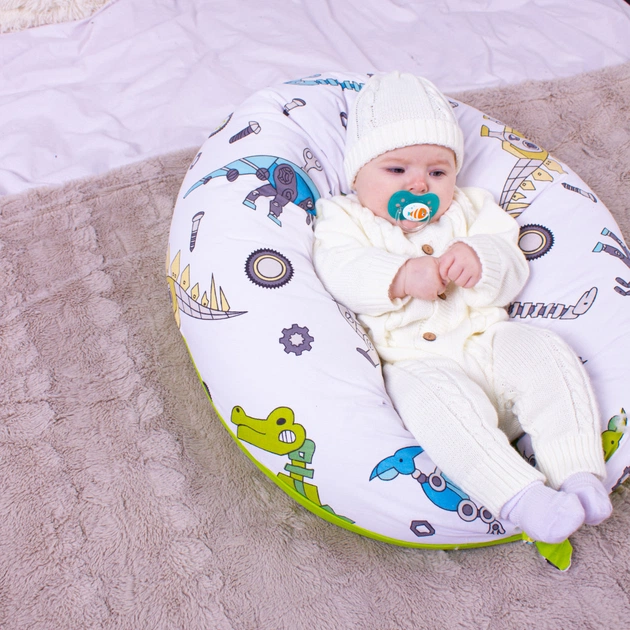 Подушка MirSon для вагітних та годування №8331 Print Line 17-0576 Dinosaur robot Бязь 30х170х20 см (2200006200567) - picture 9