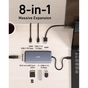 Концентратор USB-C 8-in-1 1xUSB-C PD100W + 1xHDMI + 2xUSB-A + 1xUSB-C 10Gbps + 1xRJ45 + SD black Anker (A83830A2) - зменшене зображення 4