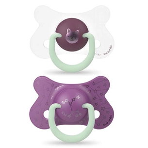 Пустушка Suavinex Фіолетове кошеня 18 міс. 2 шт нічна (307013) зображення 1