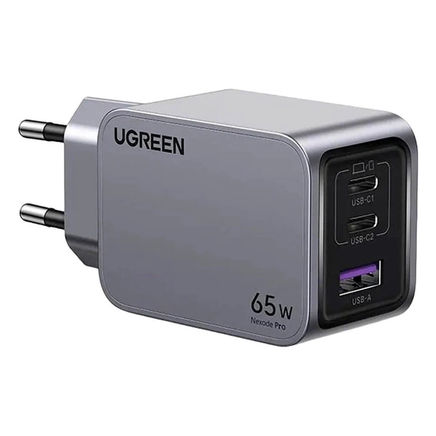 Зарядний пристрій Ugreen 3xUSB 65W (2хUSB-C+USB-A) Gan Nexode Pro X755 (25871) - зображення 1