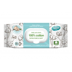 Дитячі вологі серветки Smile baby 100 cotton 50 шт. (42116700) зображення 1