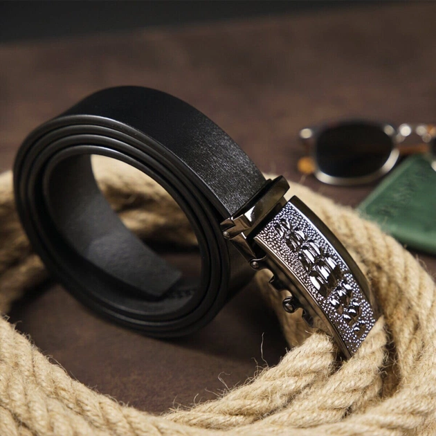 Ремінь Vintage Чоловічий з пряжкою автомат Чорний (20300) - зображення 8