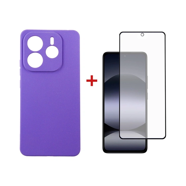 Чохол до мобільного телефона Dengos Xiaomi Redmi Note 14 4G Carbon + glass (Purple) (DG-KM-136) - зображення 1