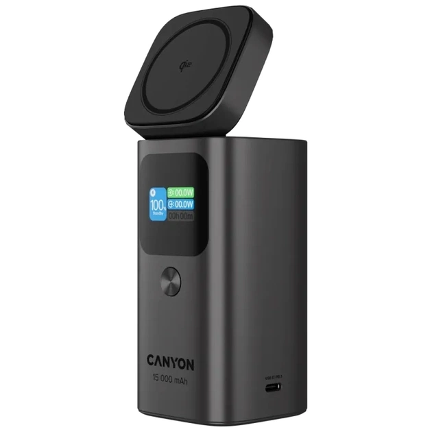 Батарея універсальна Canyon 15000mAh OnPower 150 Qi2 magnetic Grey (CNS-CPB150DG) - зображення 5