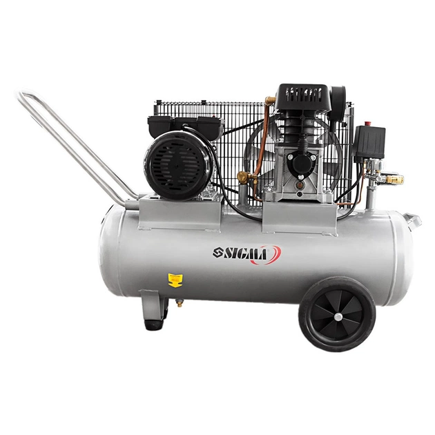 Компресор Sigma двоциліндровий ремінний 2.5кВт 335л/хв 10бар 50л (2 крана) (7044121) - picture 2
