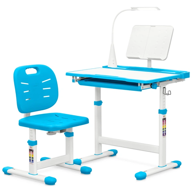 Парта зі стільцем Evo-kids (стіл+стілець+полиця+лампа) Blue (Evo-17 BL Ergo) - зображення 1