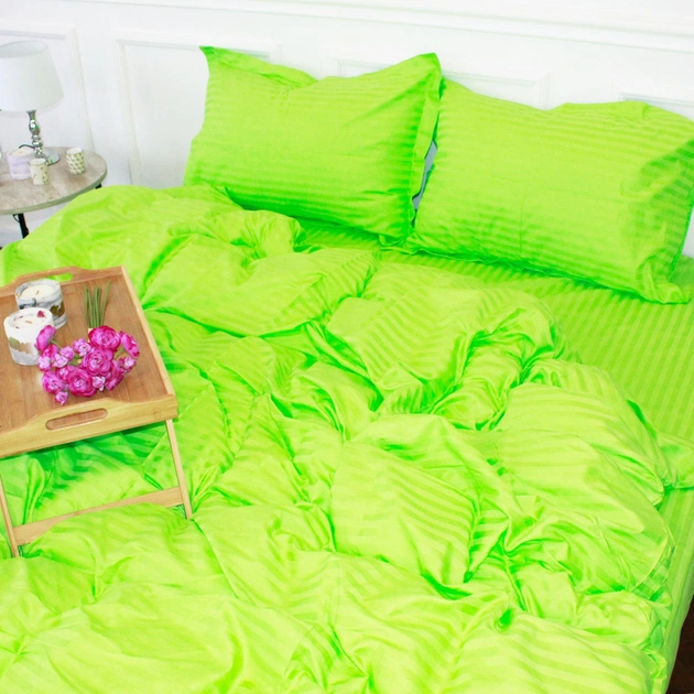 Постільна білизна MirSon Satin Stripe 30-0016 Light Green 160х220 Сімейна (2200005253700) - зображення 1