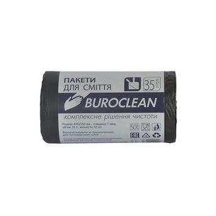 Пакети для сміття Buroclean чорні 35 л 50 шт. (4823078910615) зображення 1