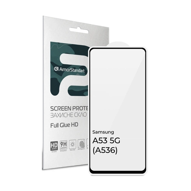 Скло захисне Armorstandart Full Glue HD Samsung A53 5G (A536) Black (ARM66046) - изображение 1