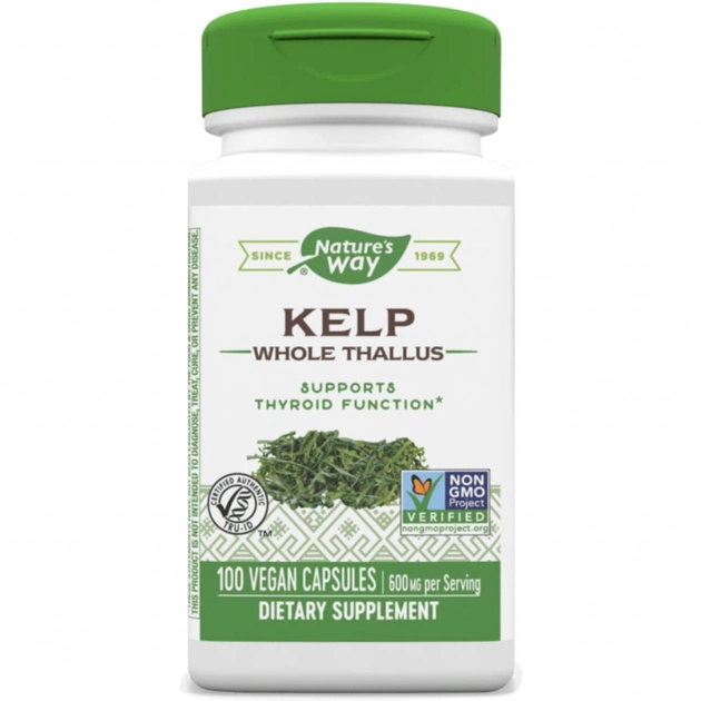 Травы Nature's Way Ламинария, Kelp, 600 мг, 100 капсул (NWY14500) - изображение 1