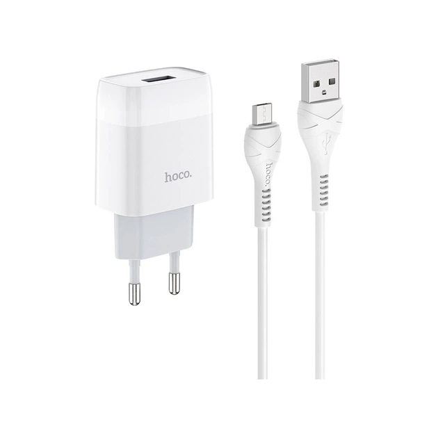 Зарядний пристрій HOCO C72A Glorious USB + cable Micro 10.5W White (6931474713001) - зображення 1