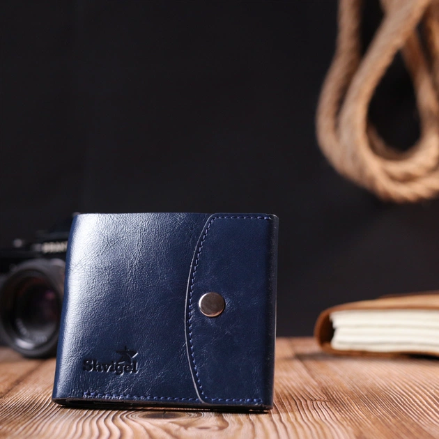 Портмоне Shvigel Из натуральной кожи Синее (16622) - изображение 8