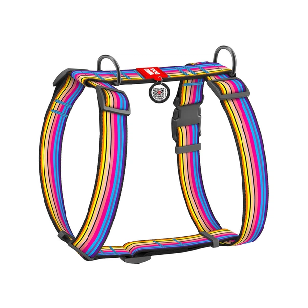 Шлея для собак WAUDOG Nylon анатомічна H-подібна з QR-паспортом "Лінія 1" пластиковий фастекс XL (323-0006) - picture 1