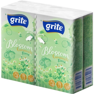 Серветки косметичні Grite Blossom Camomile & Lime 3 шари 10 шт х 4 пачки (4770023349085) зображення 1