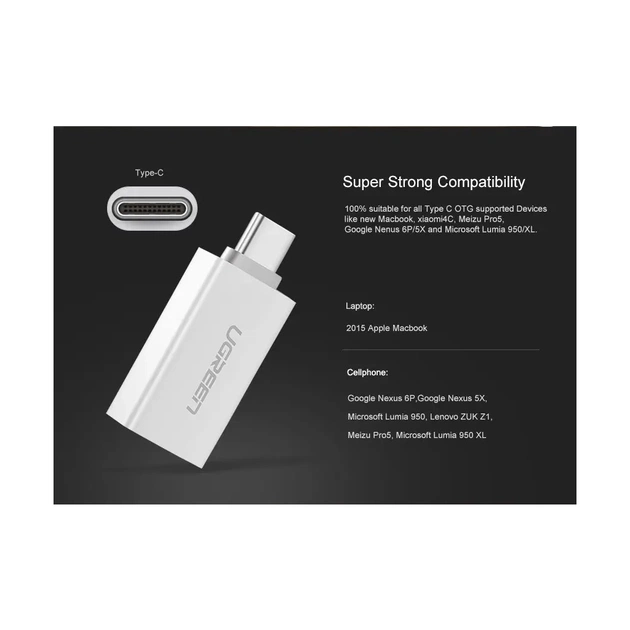 Перехідник OTG USB 3.0 AF to USB-C US173 White Ugreen (30155) - picture 3