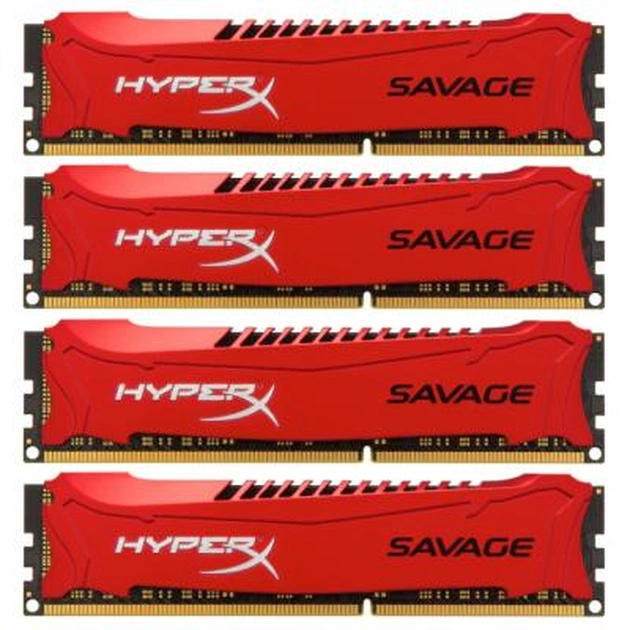 Модуль пам'яті для комп'ютера DDR3 32GB (4x8GB) 1866 MHz Savage Red Kingston Fury (ex.HyperX) (HX318C9SRK4/32) - изображение 1
